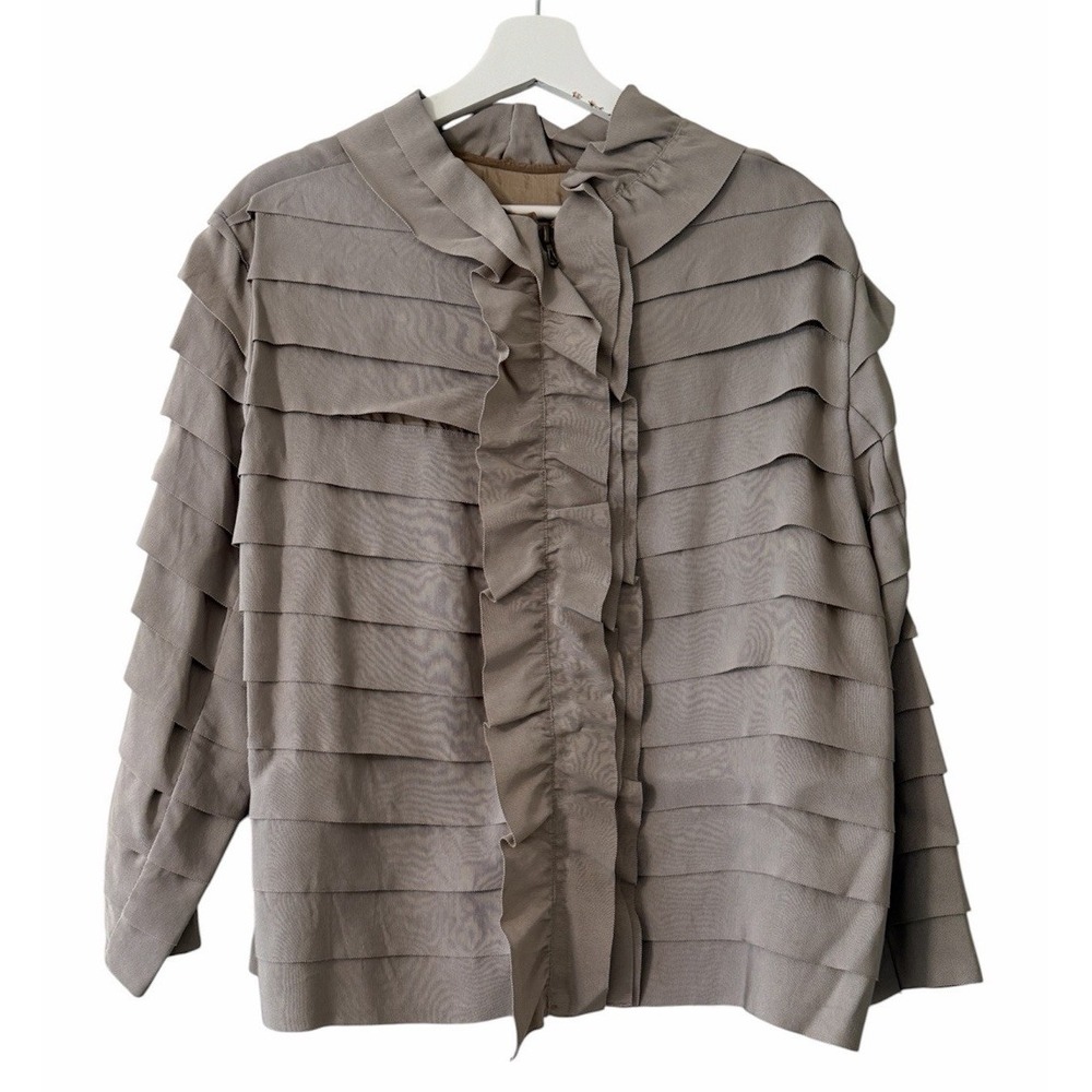 Lanvin Paris Hiver 2008 Alber Elbaz Archive Tiered Zip Jacket FR 42 Quiet Luxury